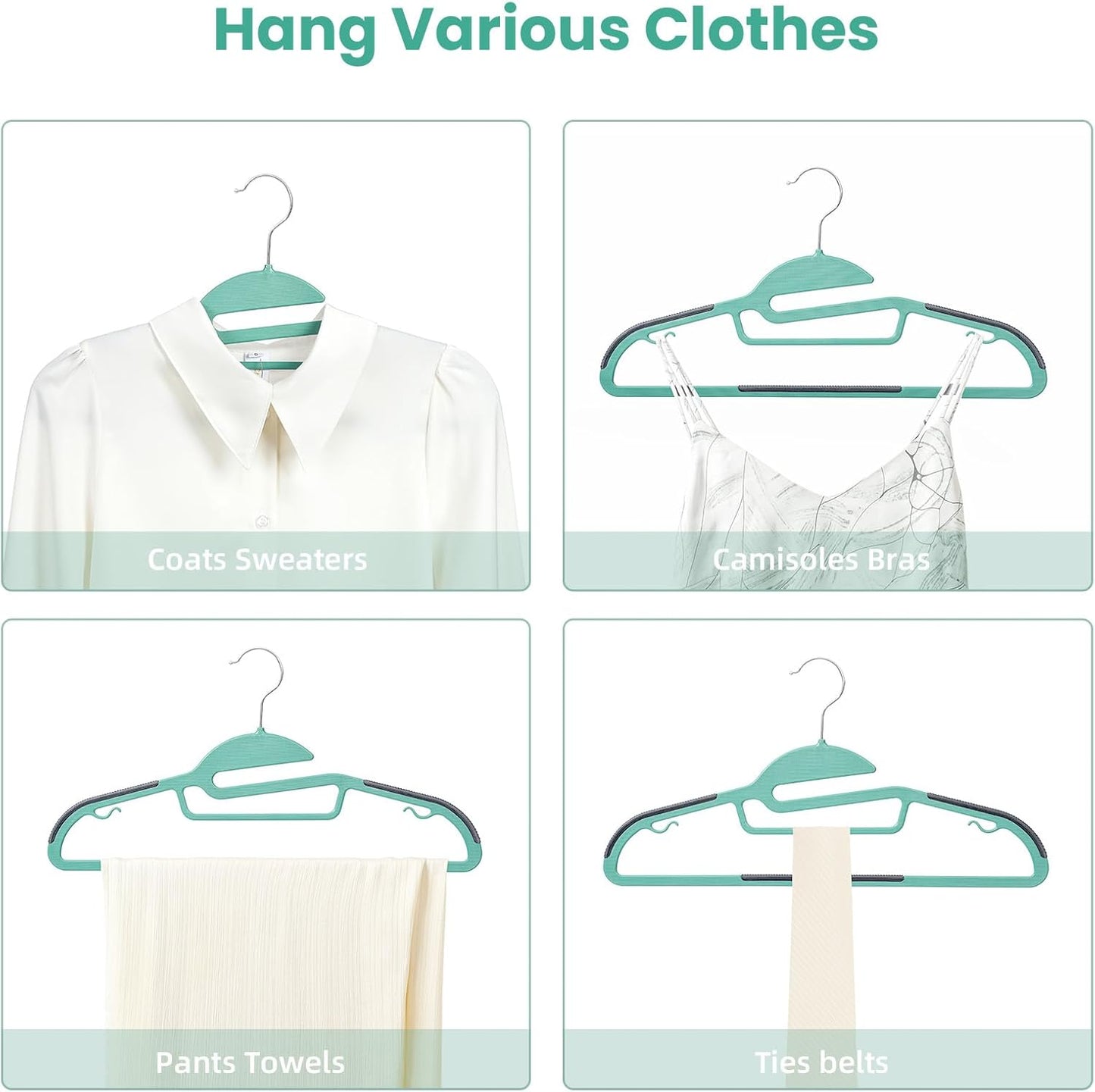 Heavy Duty Plastic Hangers 50 Pack with Non-Slip Design,0.2 Inches Thick,360°Swivel Hook Space Saving Organizer for Bedroom Closet,Shirts,Pants,Strong Enough for Coat(Dusty Blue- S Shaped)