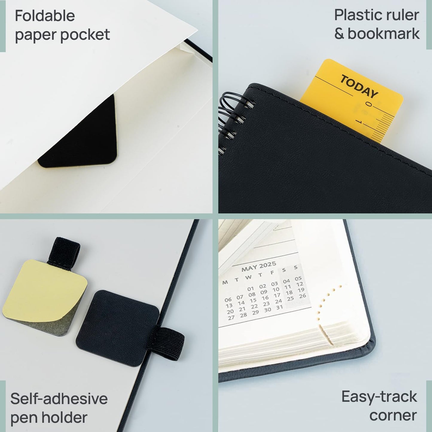 POPRUN Monthly Planner 2025-2026 Spiral Bound (6.5" x 8.5") 18 Months Calendar (Jul 2025 - Dec 2026) - 4 Pages per Month with Monthly Expense & Notes, Sunday Start, Leather Cover - Burgundy