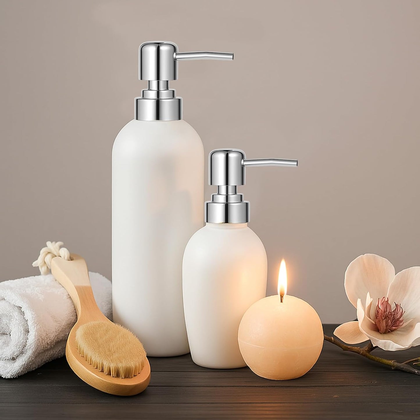 2 Pack Soap Dispenser Pump Replacement Top Dispenser Pumps Refill Dispensers Liquid Hand Soap Dispensers Soaps Pumps Replacement for Lotion Regular Glass Mouth Bottles, Silver