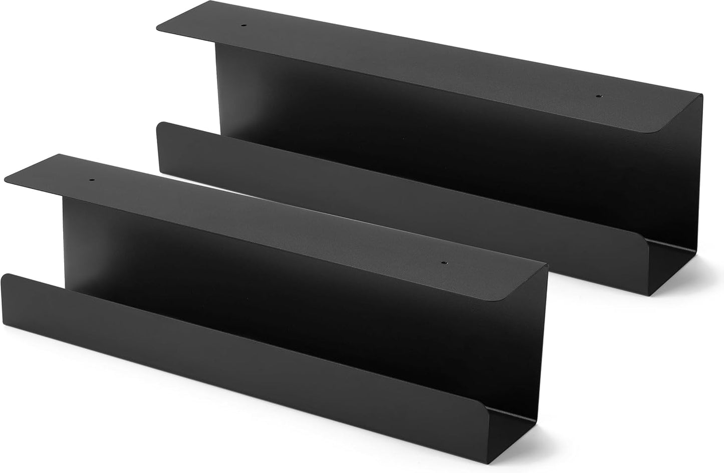 ZhiYo Under Desk Cable Management Tray 17 Inch, 2 Pack Sturdy Metal Cable Tray Under Desk, Desk Cord Management Tray, Under Table Cable Management Basket, Under Desk Wire Management Tray, Black