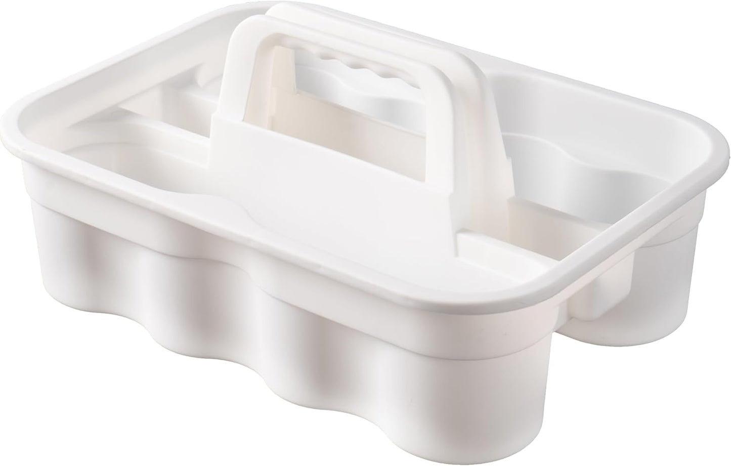 Matthew Large Plastic Tote Tool & Deluxe Supply Cleaning Caddy with Handle Portable Shower Basket Storage Caddy for Cleaning Products Organizer,Take-Out Coffee/Soft Drink,Bath Multi Use - White