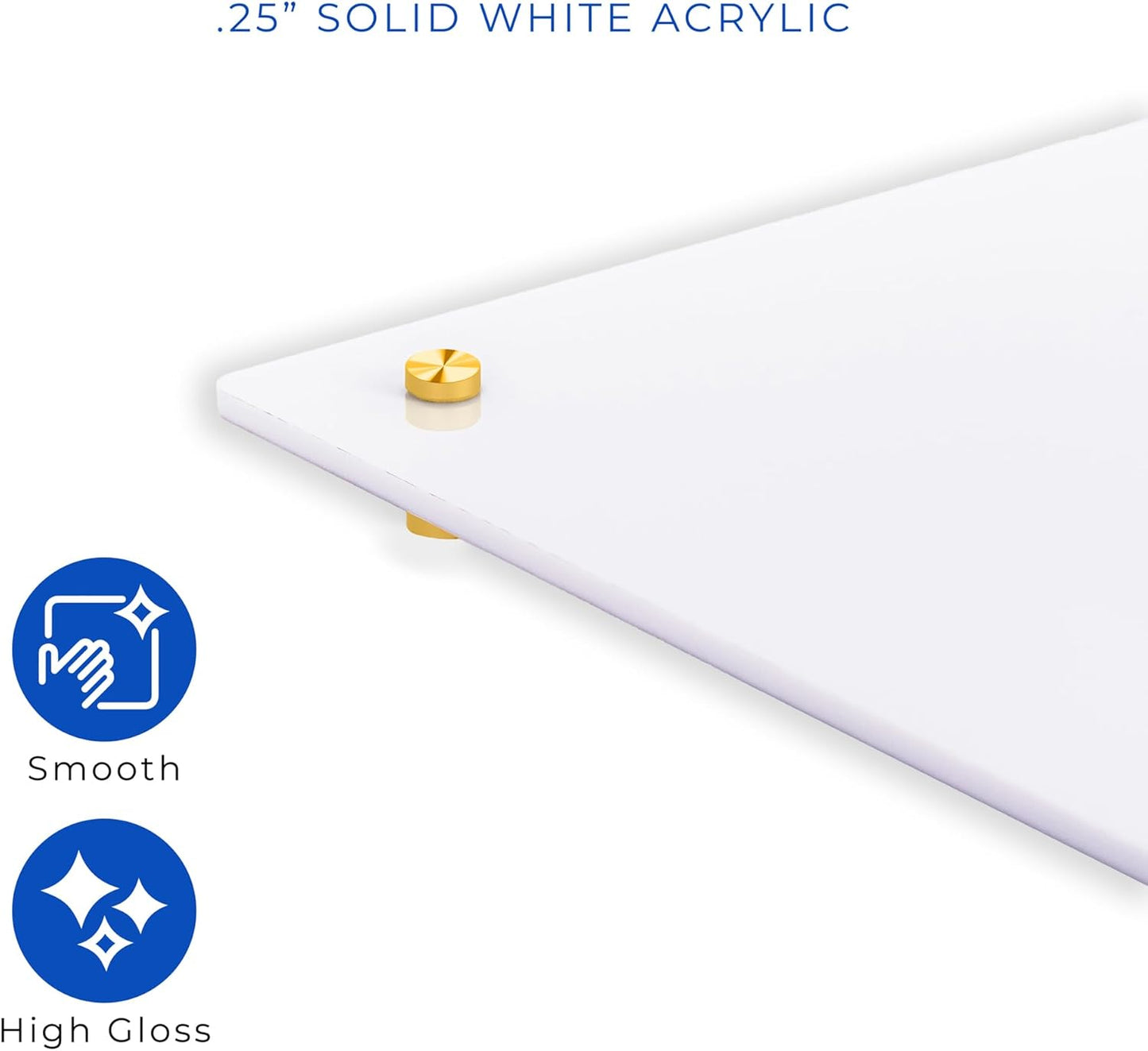 15x20 Dry Erase Board for Wall - with .25 White Acrylic and Gold Stand Off Finish - Perfect Whiteboard for Office, Home, Classroom - Durable and Stylish .25 White Acrylic Dry Erase Board