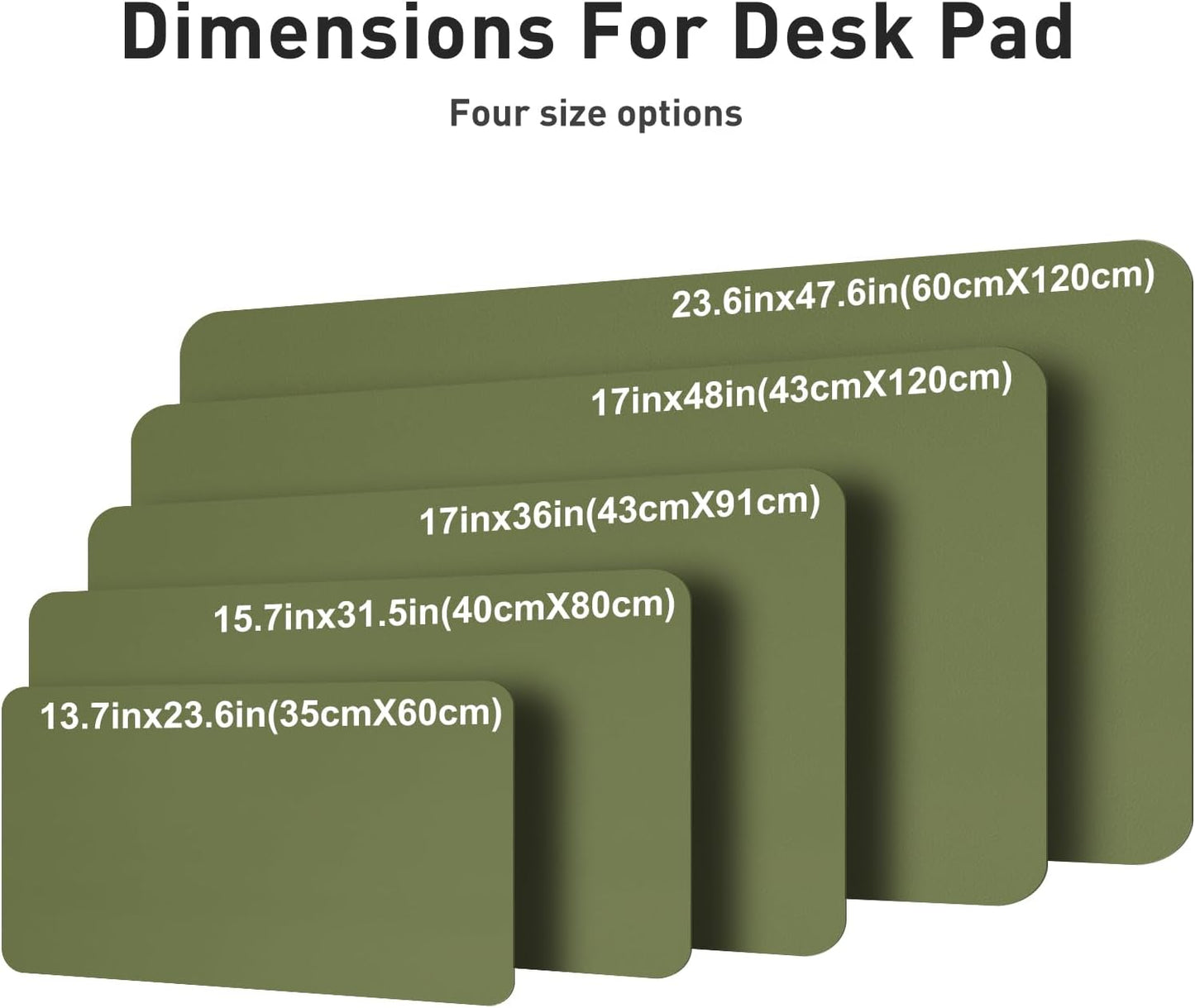 Aothia Faux Leather Desk Mat – Large Mouse Pad, Non-Slip PU Leather Blotter, Waterproof Writing Surface for Office and Home (Olive Green, 47.2" x 23.6")