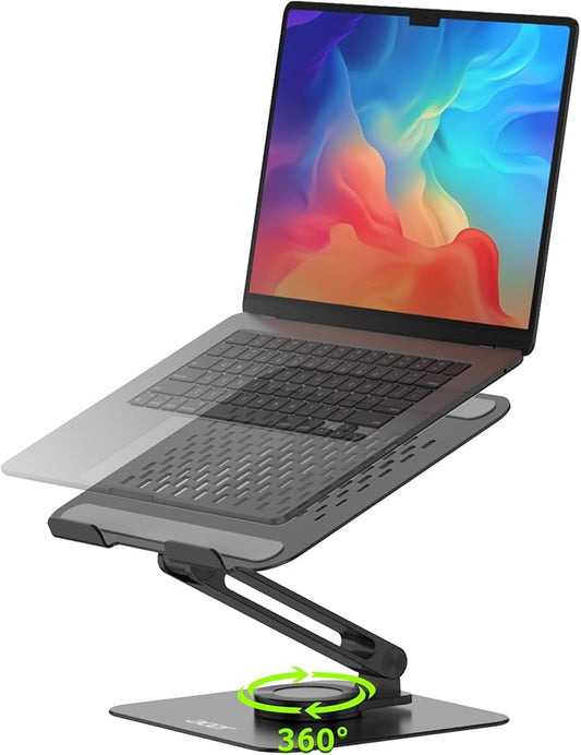 acer Laptop Stand for Desk - with 360 Swivel Base, Rotating Laptop Riser for Desk, Adjustable Computer Stand for Laptops, Ergonomic Riser Holder Foldable, Portable MacBook Pro Air (10-16") - Black