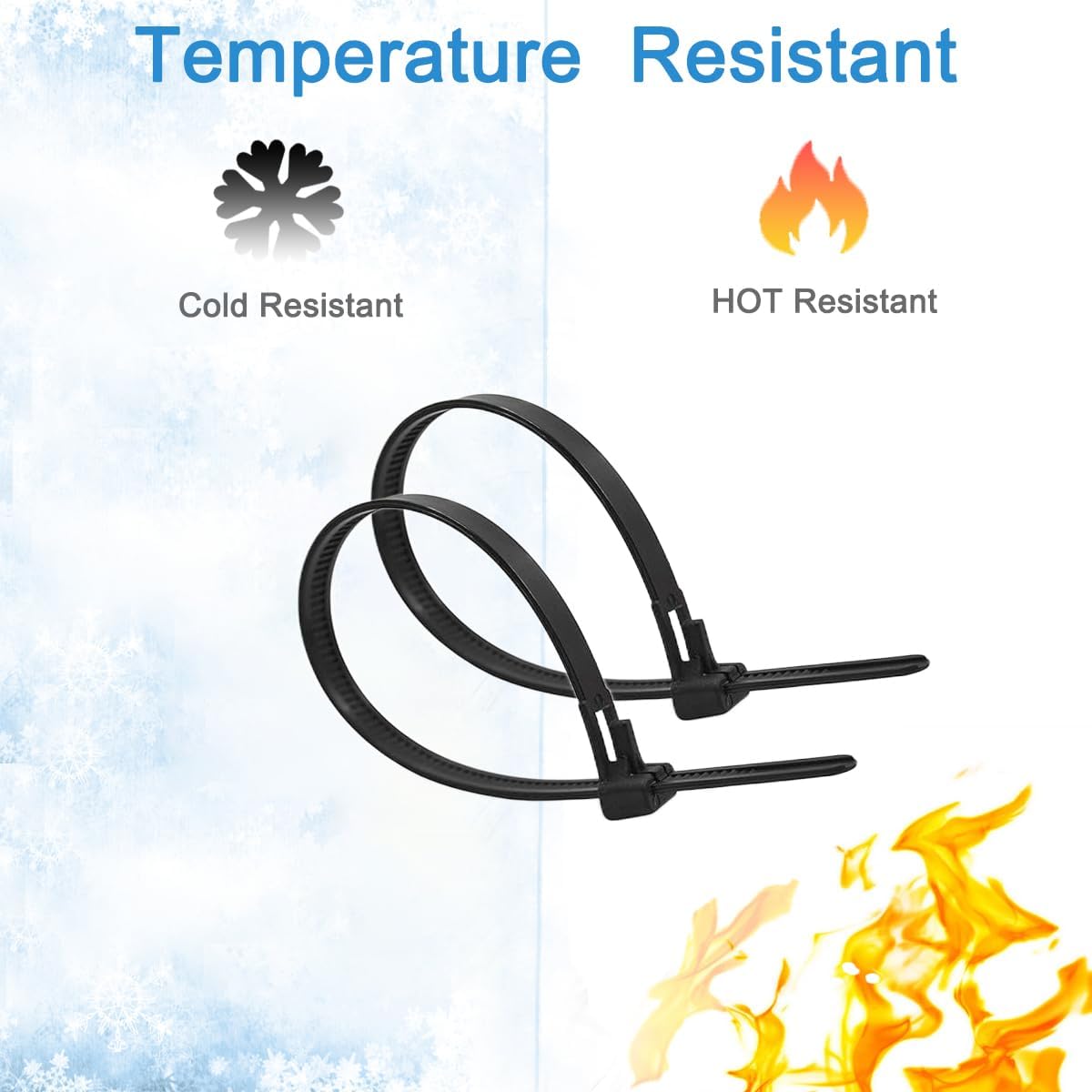 100 PCS 8 Inch Self-Locking Reusable Cable Ties Black – Adjustable Nylon Zip Ties, 55 LBS Strength for Home, Office, Wires & Cord Organization (Indoor/Outdoor)