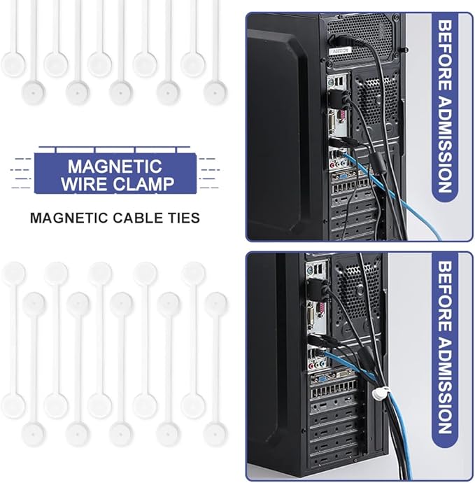 Kanemc White Magnetic Cable Ties 10-Pack, Silicone Cord Twist Ties Magnet Strap For Charging Wire Organizer, Earphone Cords Wrap, Fridge Magnets, Storage Or Travel