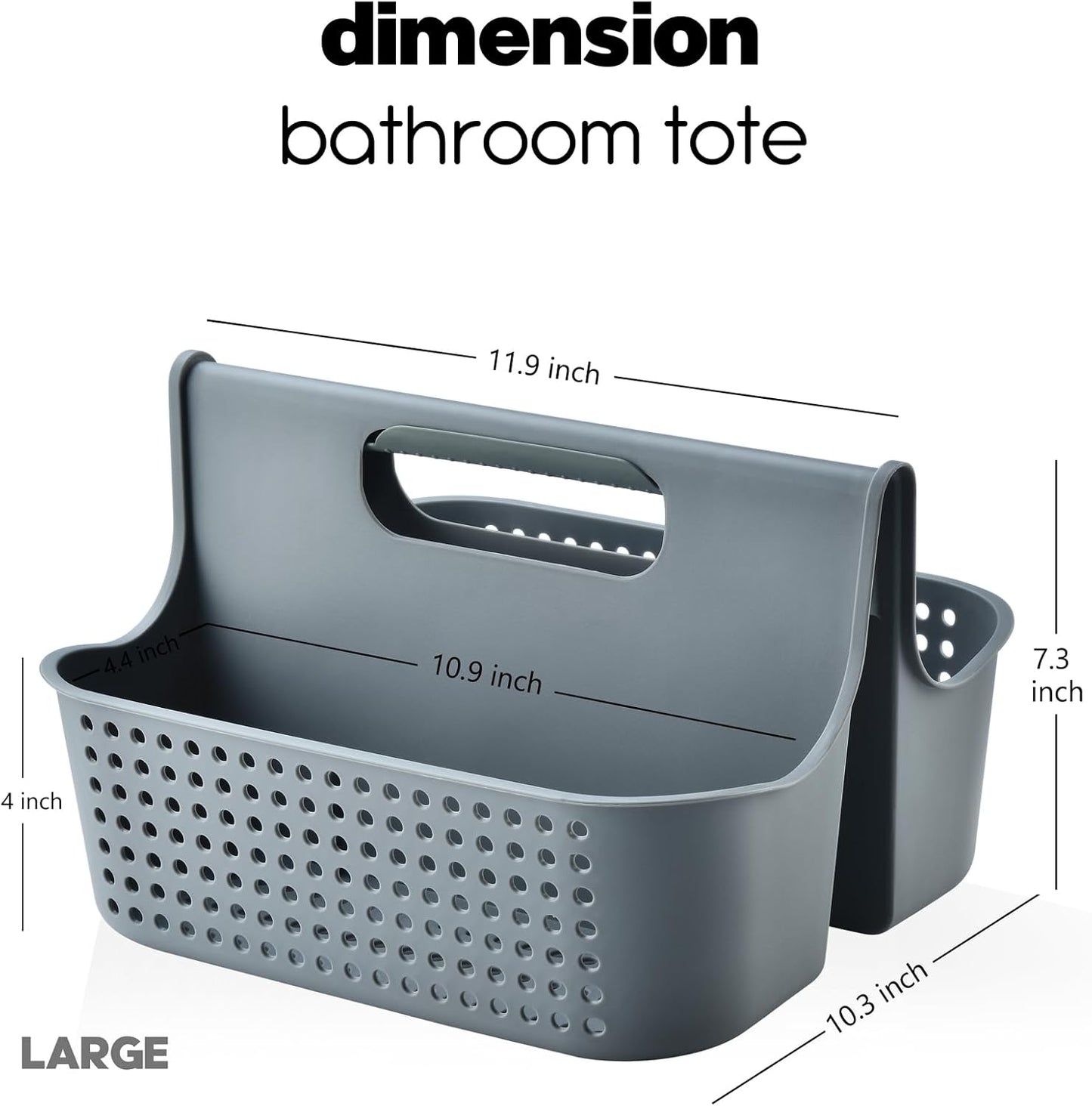 ALINK Portable Plastic Shower Caddy Basket, Large Cleaning Supply Tool Caddy Organizer Storage Tote with Handle for Bathroom, College, Garden, Cabinet, Dorm Essentials - Gray