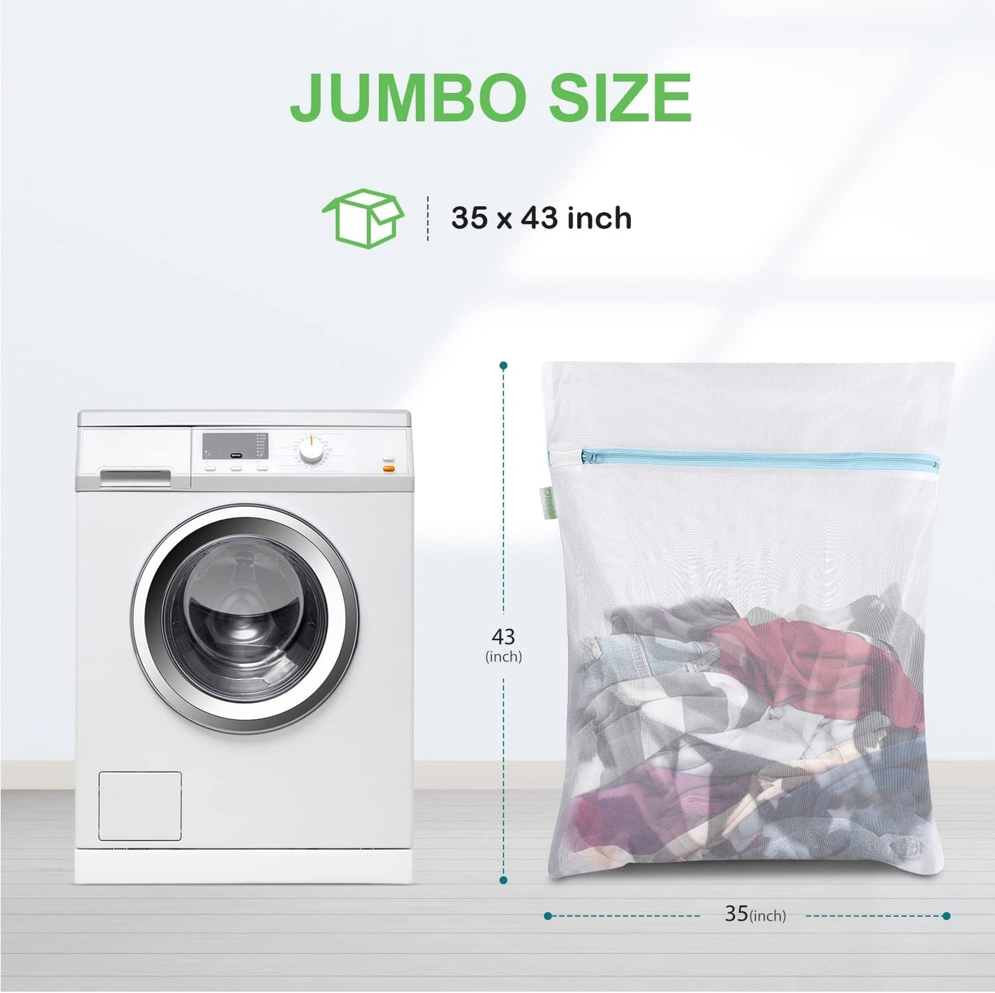 OTraki Large Mesh Washing Bag 43 x 35 in XL Laundry Bag Washer Machine Net Protector Large Washer Bag for Travel Camp College Student Dress Bedding Blanket Sheet Robe Cleaning Organizer Blue