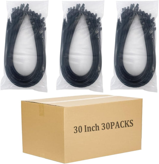 Case of 30 Packs,50/Pack,HS Premium Heavy Duty Cable Tie Straps Plastic Outdoor Strong Large Zip Ties 30x0.35 Inch,Industrial Zip Ties 200 Pound Strength UV Black
