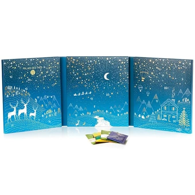 Palais des Thés - Tea Advent Calendar - Holiday Collection | 24 Premium French Delightful Tea Bags | Black, Green, Single Estate, Herbal & Rooibos Teas