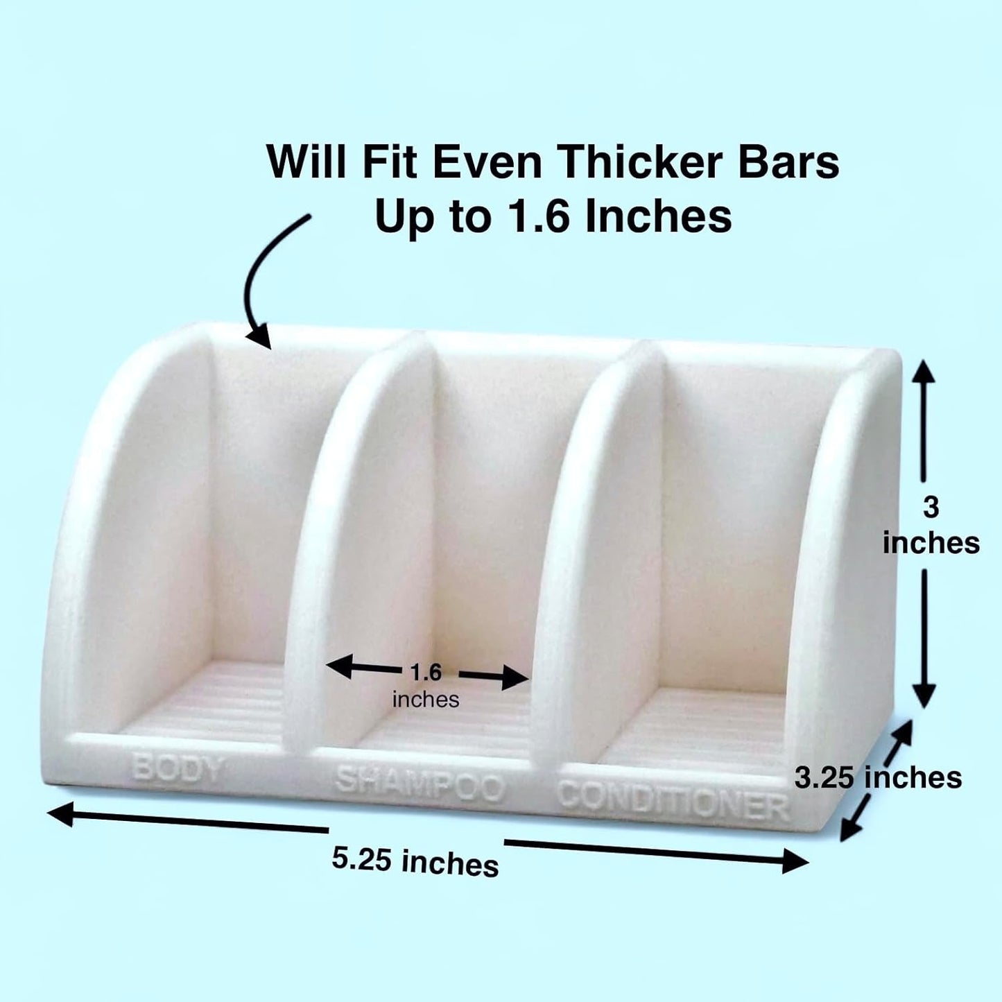 Solid Shampoo Bar Holder – Multi-Bar Soap Dish with Drainage – Soap Bar, Shampoo Bar and Conditioner Bar Bathroom Organizer – Keeps Bars Dry & Lasts Longer (White)