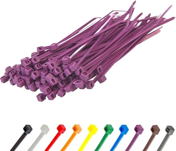 GTSE 6 Inch Purple Zip Ties, 100 Pack, 40lb Strength, UV Resistant Strong Nylon Cable Ties, Self-Locking 6" Tie Wraps