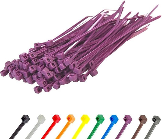 GTSE 6 Inch Purple Zip Ties, 100 Pack, 40lb Strength, UV Resistant Strong Nylon Cable Ties, Self-Locking 6" Tie Wraps