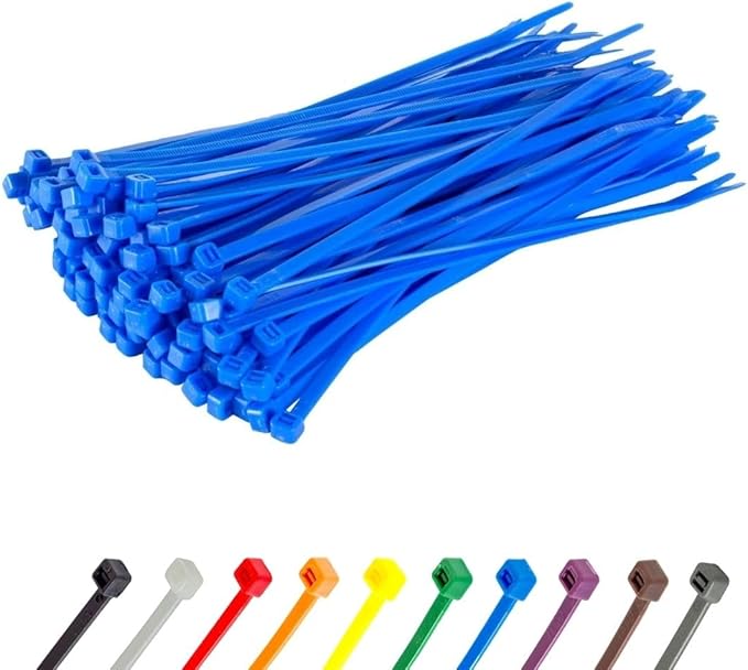 GTSE 8 Inch Blue Zip Ties, 100 Pack, 50lb Strength, UV Resistant Strong Nylon Cable Ties, Self-Locking 8" Tie Wraps