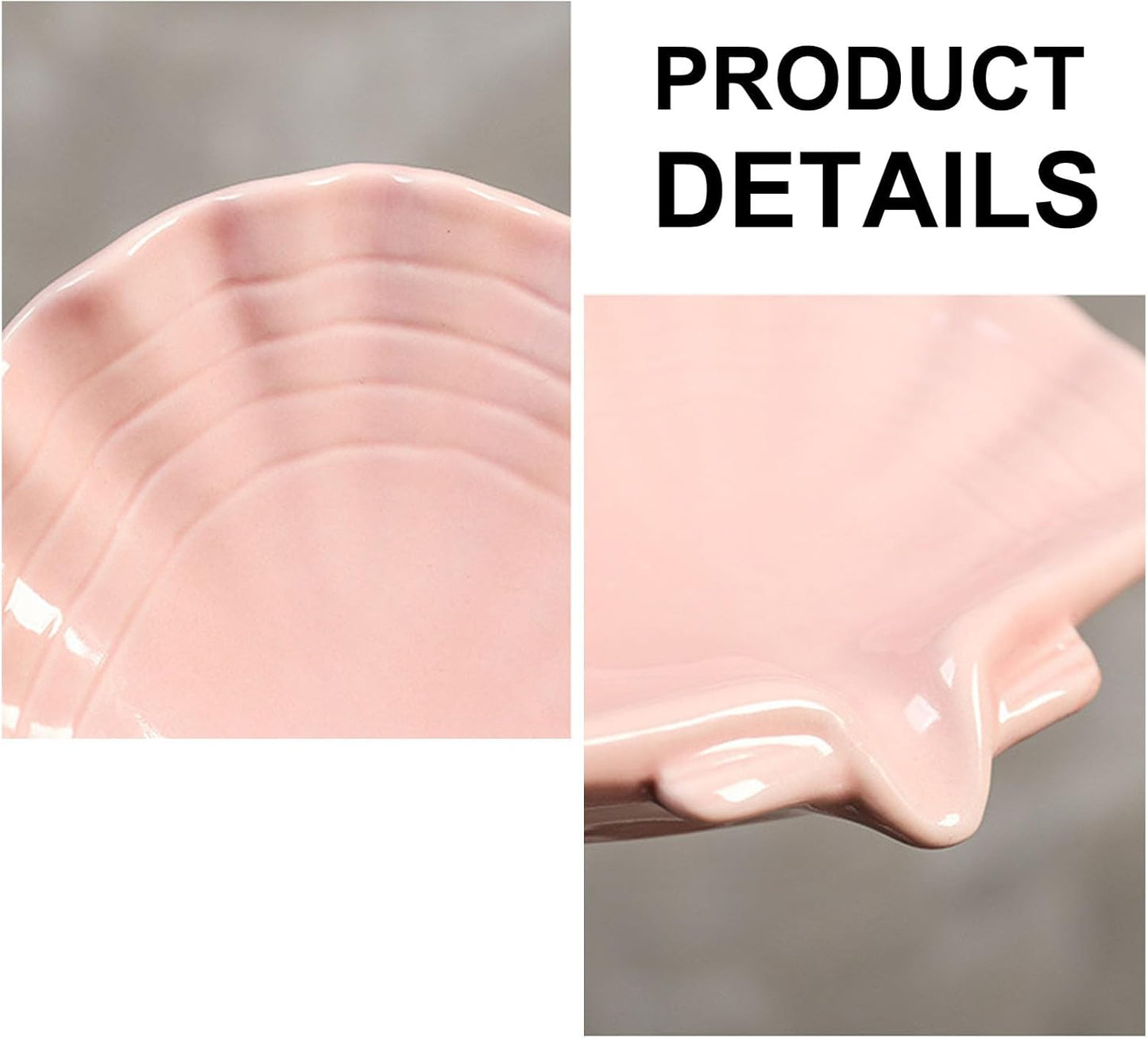 Ceramic Soap Holder, Sea-Shell Soap Tray with Self Draining, Soap Tray for Sink Washroom Bathroom Shower, Small Cute and Elegant Holder with Glaze, Easy Cleaning (White)