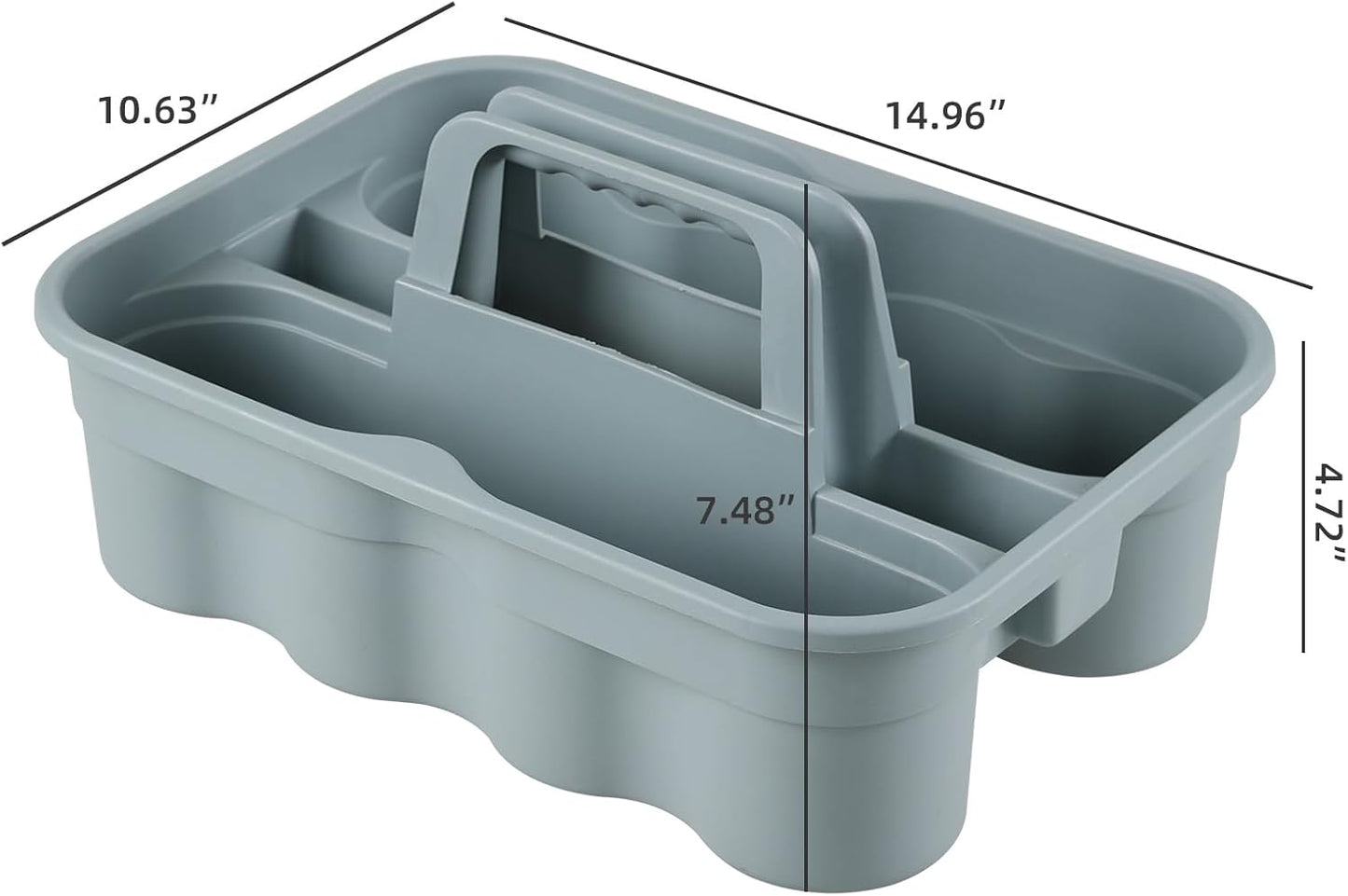4 Packs 2 Compartment Plastic Cleaning Supplies Caddy, Multipurpose Portable Carry Tote with Handle, Grey