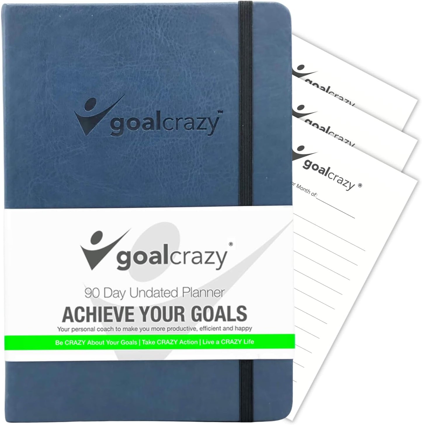 Undated Daily Planner to Achieve Your Goals 2025-2026 - 90 Day Guided Journal & Productivity Organizer with Goal Setting, Habit Tracker, To Do List, Academic & Work Calendar, Leather Hardcover - Navy