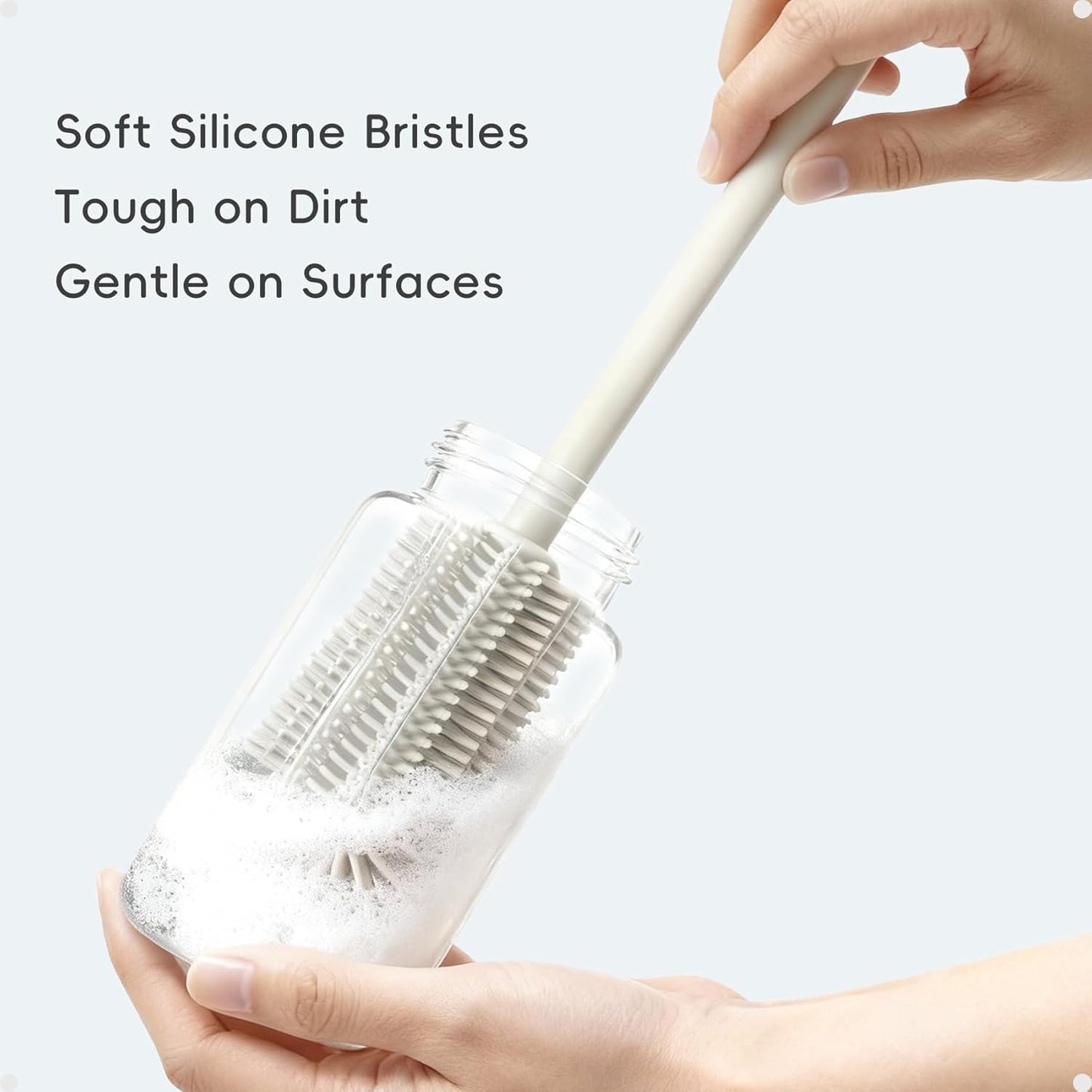 Silicone Cleaning Brush Kit,Water Bottle and Straw Cleaner Brush Set for Tumbler,Baby Bottle,Breast Pump Part,Nipple,Sippy Cup,Glass,Dishwasher Safe,BPA Free,3 Pcs