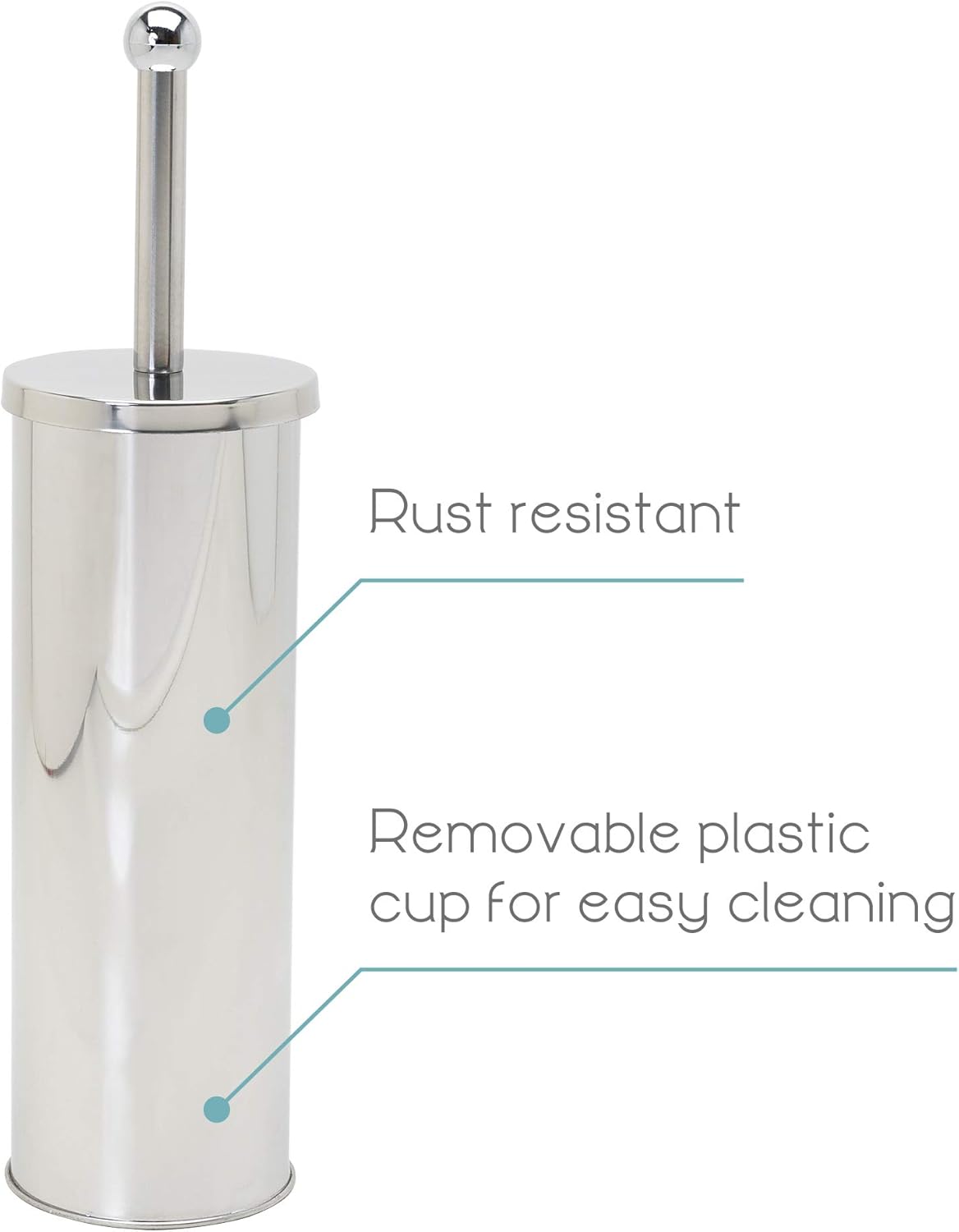 Zenna Home Toilet Brush and Holder Set, Rust Resistant Stainless Steel Toilet Bowl Brush, Discreet Bathroom Cleaning Scrubber with Stiff Bristles, Stainless Steel (Pack of 4)