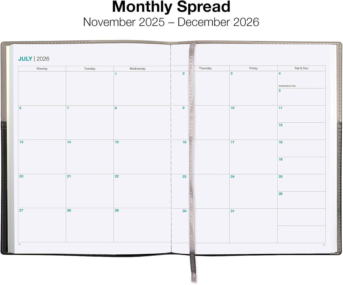 2026 Planner Calendar, 8"x10" : Includes 14 Months (November 2025 - December 2026) / 2026 Weekly Planner/Weekly Agenda/Monthly Calendar Organizer (Gray/Black)