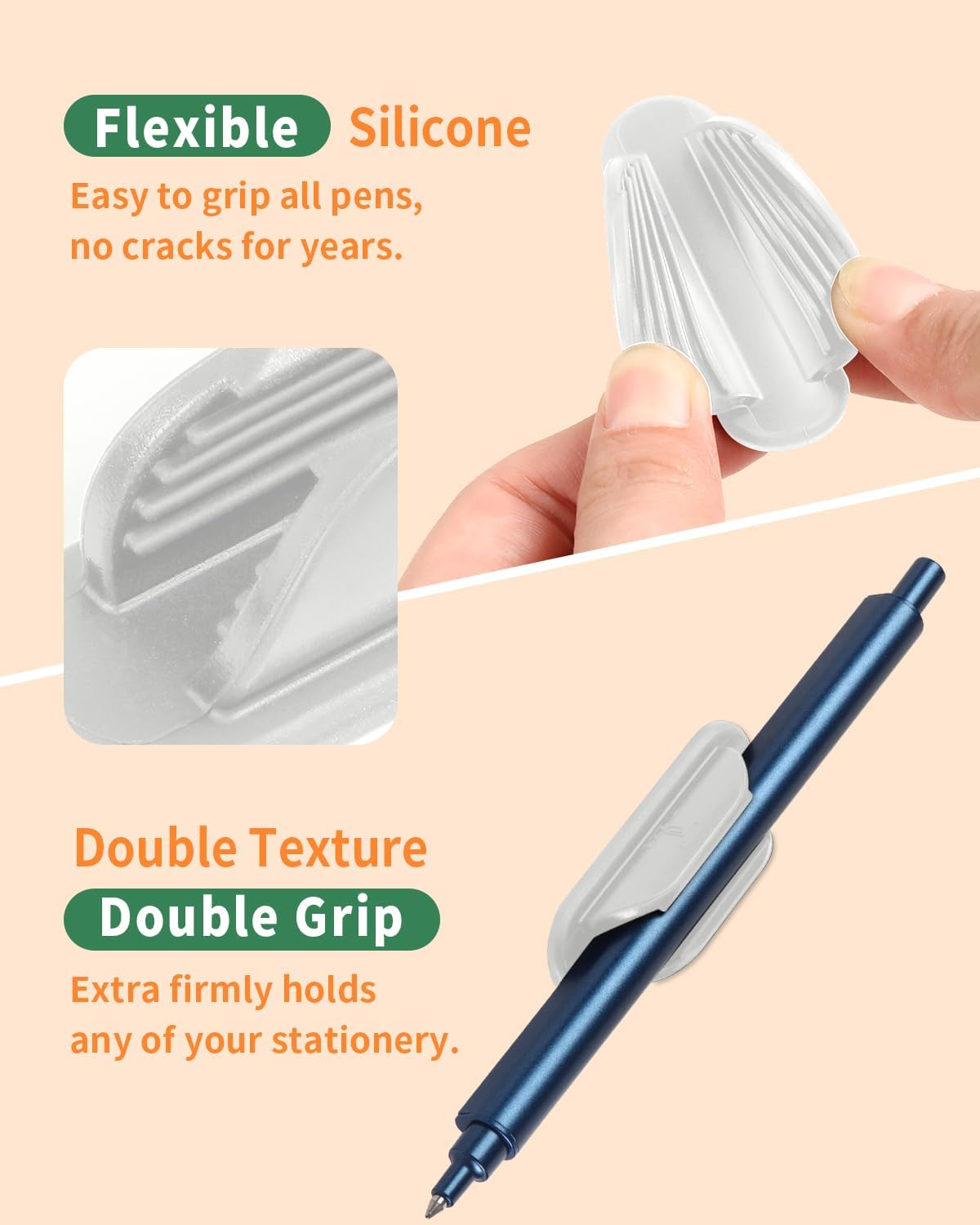 Adhesive Pencil Holders for Desk Set of 10 - Silicone Pen Holder with 15 PCS Adhesive Pads - Flexible Pencil Holder for Office Essentials Accessories and Teacher Supplies, White