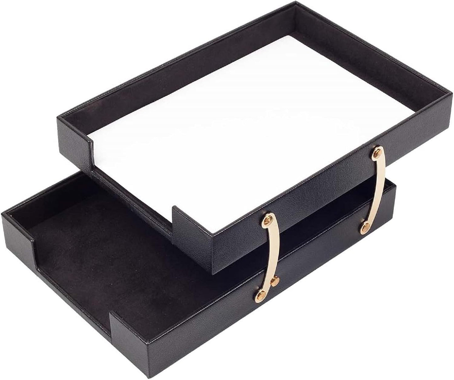 MOOGCO Bonded Set Luxury Leather Desk Pad & Desk Organization Essentials Desk Organizer Leather Desk Organizer (Black)