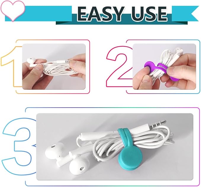 Kanemc Magnetic Cable Ties 10-Pack 5 Colors, Silicone Cord Twist Ties Magnet Strap For Charging Wire Organizer, Earphone Cords Wrap, Fridge Magnets, Storage Or Travel