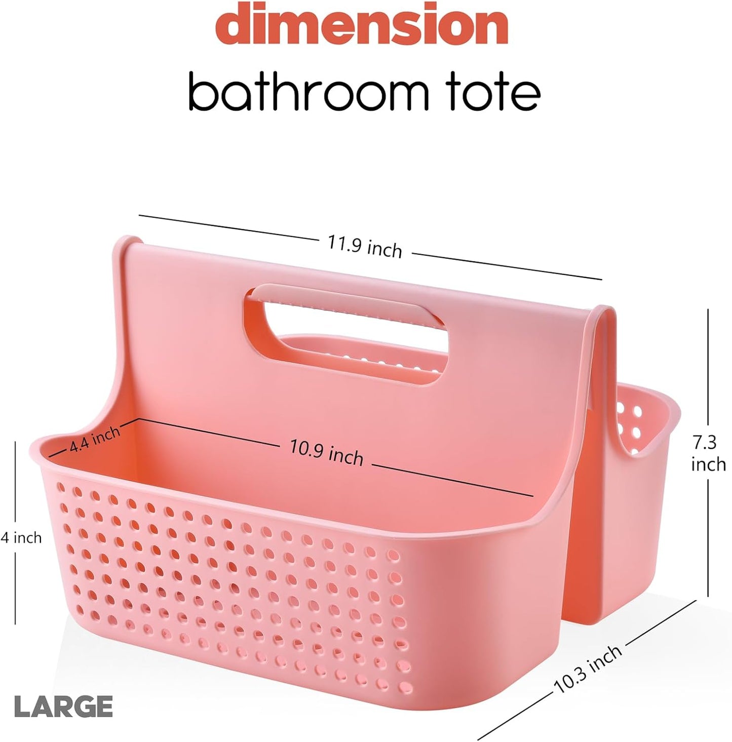 ALINK Portable Plastic Shower Caddy Basket, Large Cleaning Supply Caddy Organizer Storage Tote with Handle for Bathroom, College, Self, Cabinet, Dorm Room Essentials - Pink