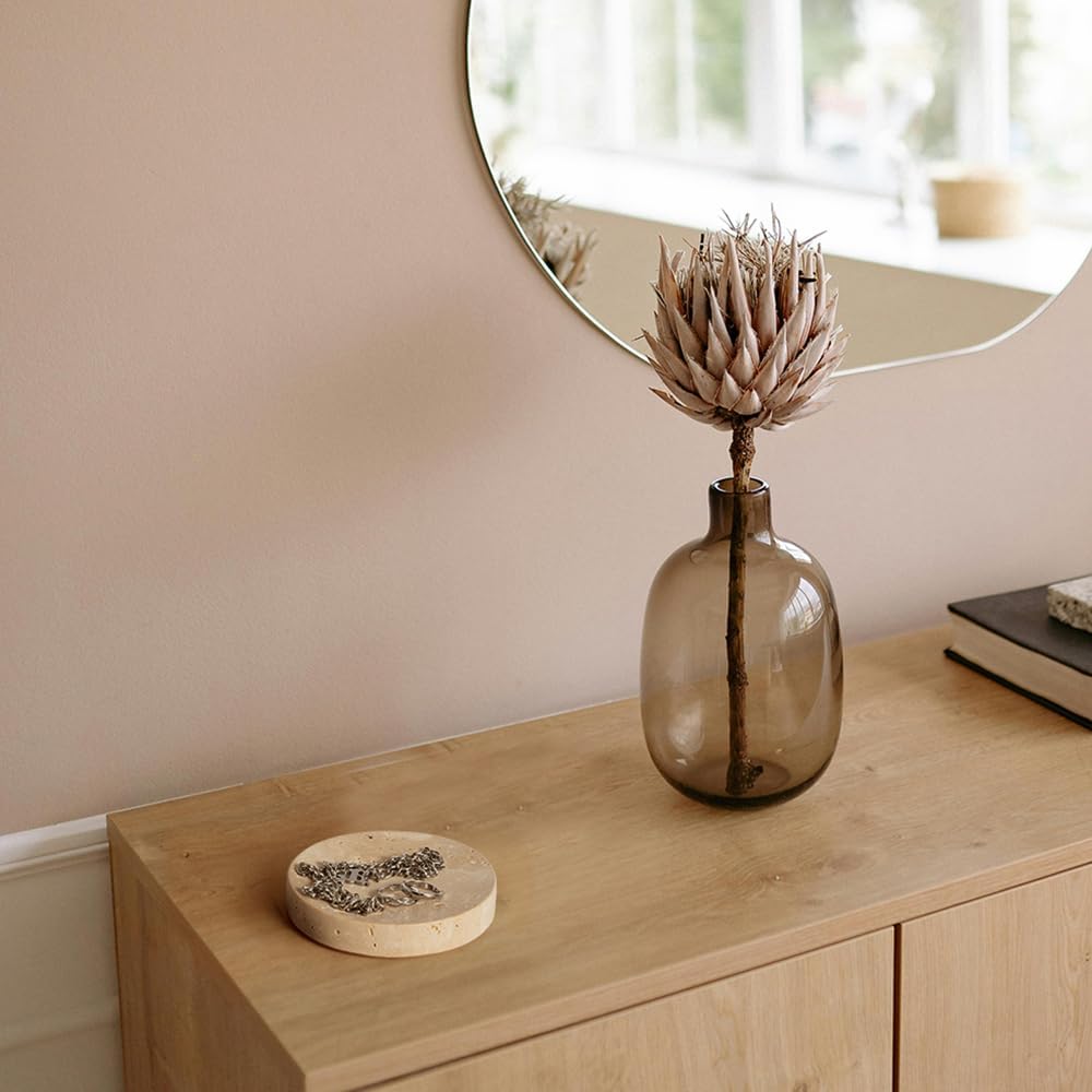 WORHE Marble Soap Dishes Natural Travertine Stone Sponge Holder for Bathroom Tub Shower Kitchen Sink, Handcraft Round Soap Case Trinket Plate Jewelry Tray Coaster for Home Decor Color Beige (WH046)