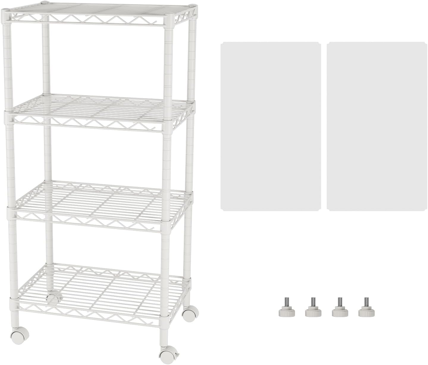 SINGAYE 4 Small Shelves Storage Shelf Wire Shelving Unit Metal Shelf Adjustable Organizers Storage Shelving with Wheels for Bathroom Laundry Room Kitchen Pantry