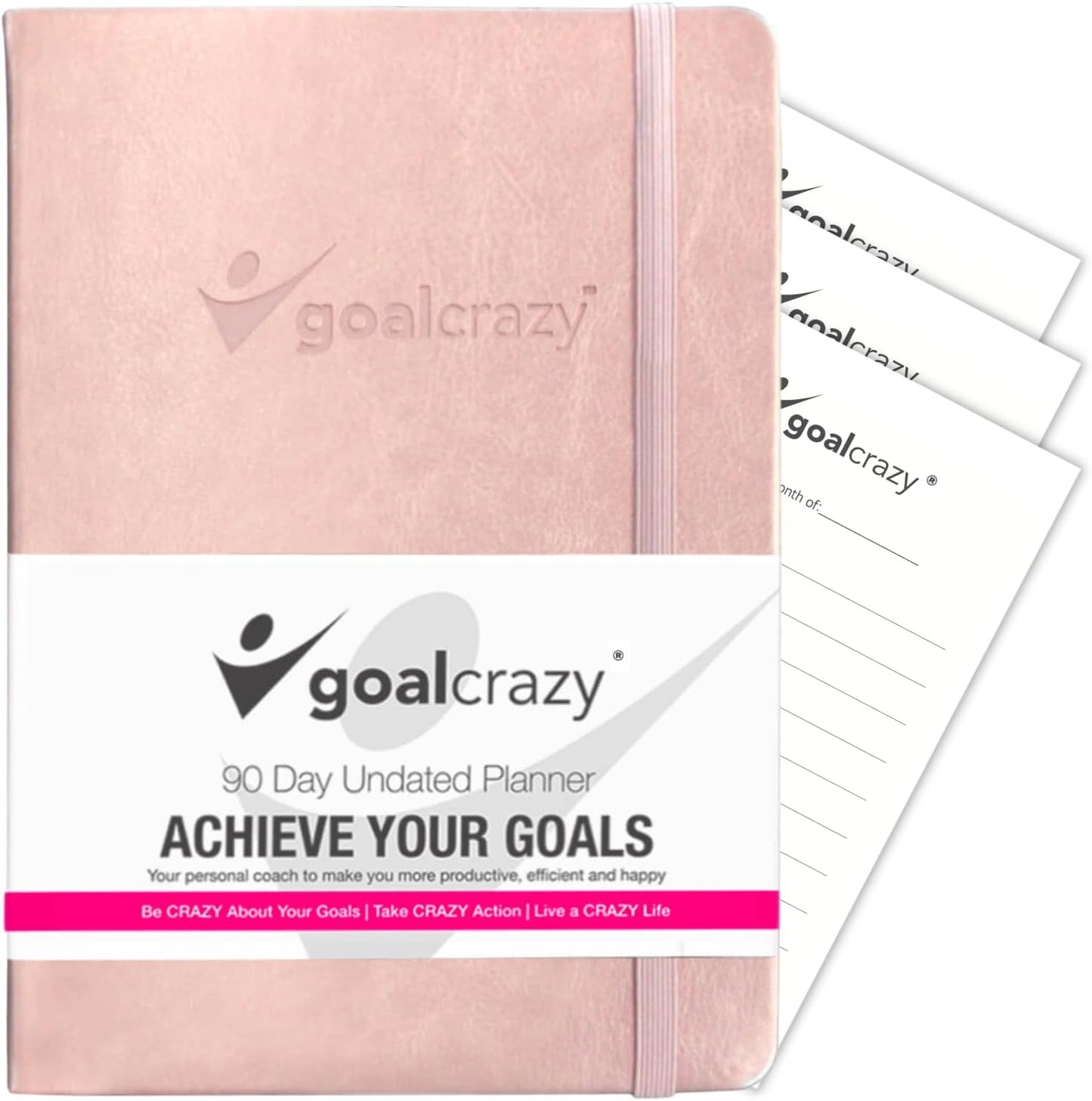 Undated Daily Planner to Achieve Your Goals 2025-2026 - 90 Day Guided Journal & Productivity Organizer with Goal Setting, Habit Tracker, To Do List, Academic & Work Calendar, Leather Hardcover - Rose Gold