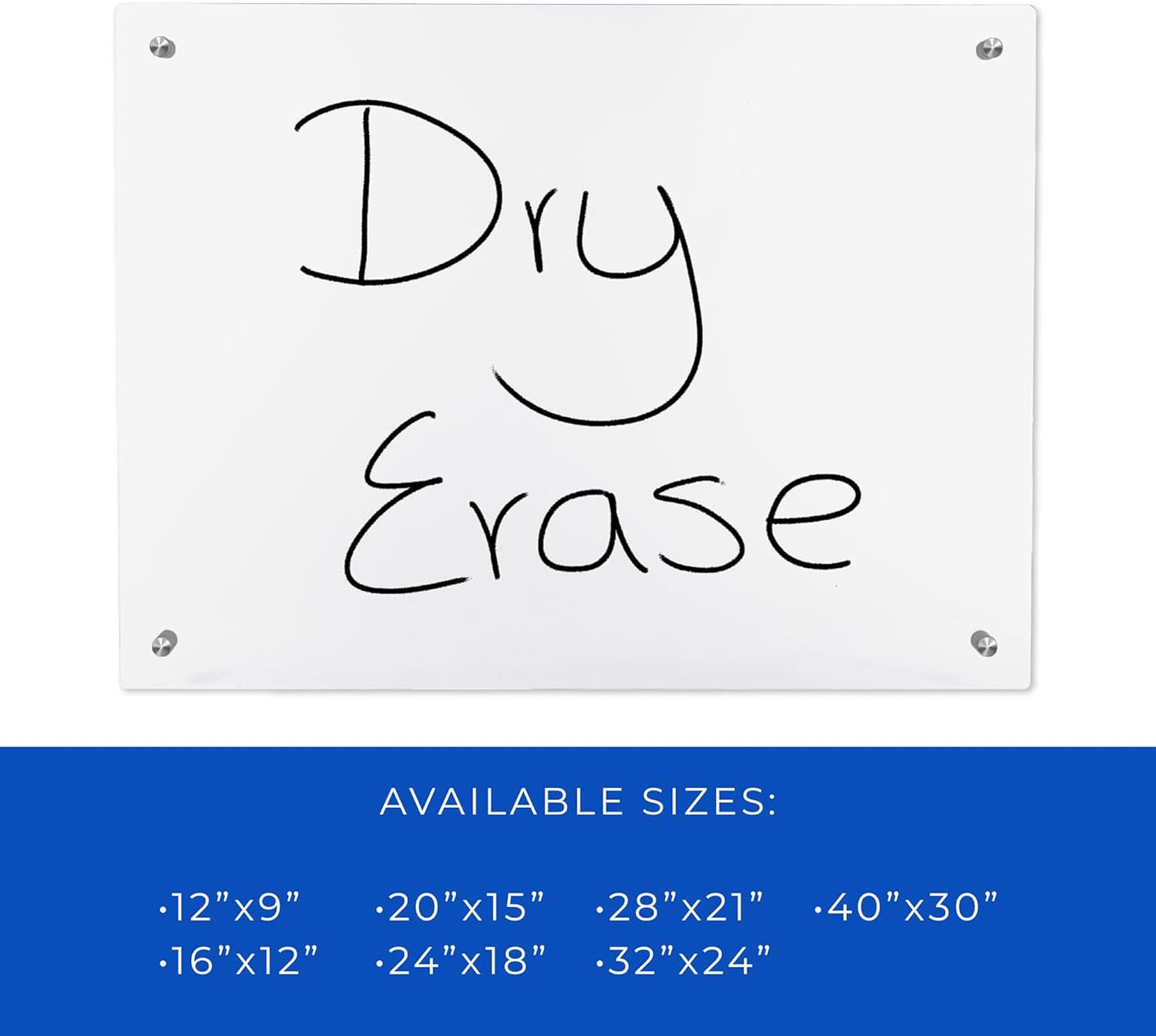 9x12 Dry Erase Board for Wall - with .25 Clear Acrylic and Satin Stand Off Finish - Perfect Whiteboard for Office, Home, Classroom - Durable and Stylish .25 Clear Acrylic Dry Erase Board