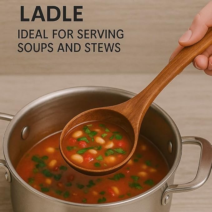 9-Piece Wooden Cooking Utensil Set – Premium Wood Kitchenware for Nonstick Cookware, Heat-Resistant & Durable Wooden Spoons and Spatulas – Eco-Friendly Kitchen Tools for Stirring & Serving