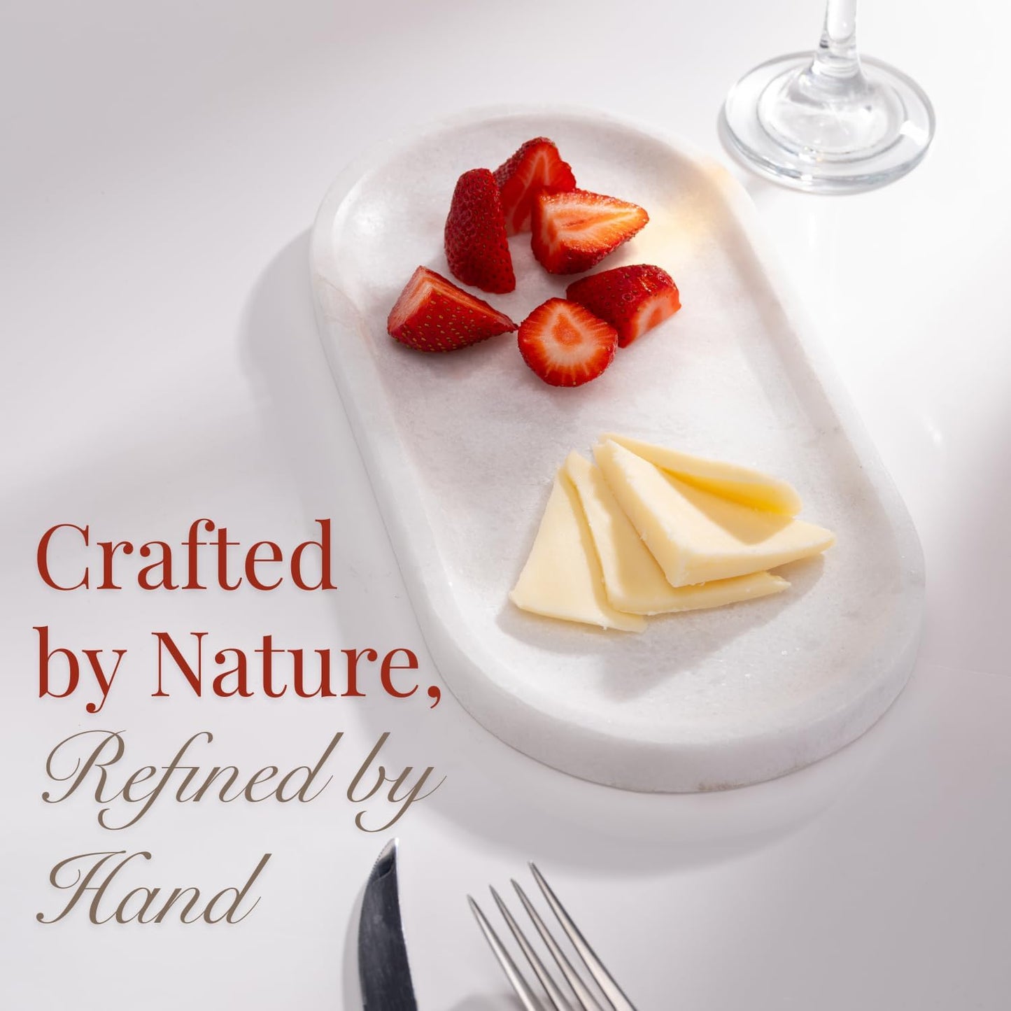 Handcrafted Marble Tray – Bathroom Counter Organizer, Jewelry Tray, Perfume Organizer & Decorative Tray for Vanity Accessories, Coffee Table Decor & Bathroom Countertop (Oval, Mugla White)