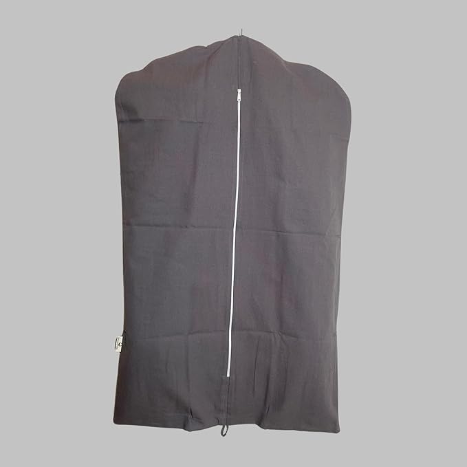 Premium 100% Cotton Garment Bags – 35" Gray Canvas Suit Cover with YKK Zipper – Breathable, Dust-Proof Storage for Suits, Coats, Dresses, Jackets & Travel/Closet Use