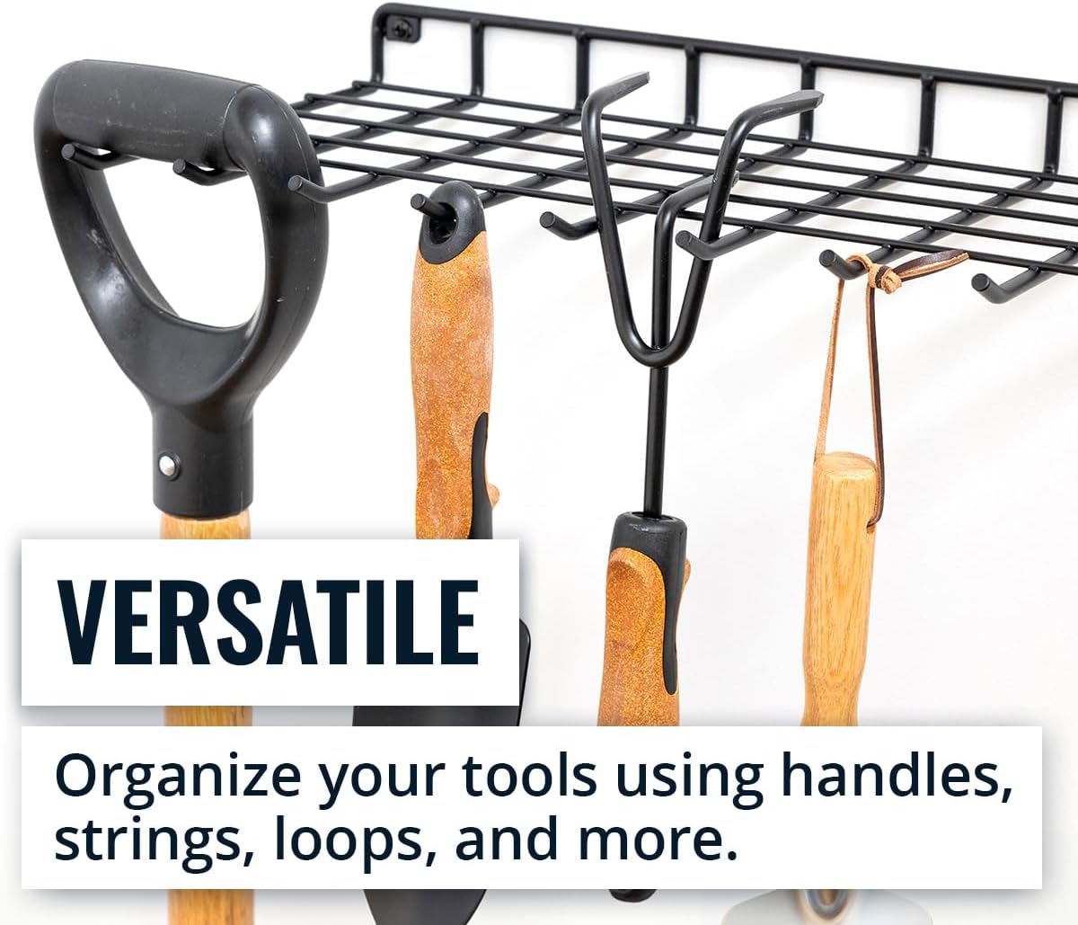 StoreYourBoard The Afton Laundry Room Shelf, Wire Shelving Wall Mounted, Hanging Hooks for Broom and Mop, Cleaning Supplies Shelf for Home and Garage, 17.5" x 9"