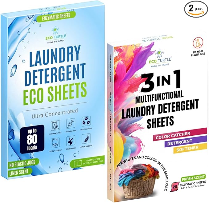 Bundle: Laundry Detergent Sheets & 3-in-1 Laundry Detergent, Fabric Softener, Color Catcher Sheets, Plastic Jug-Free, Easy-to-Use, Eco-Friendly, Laundry Washing Concentrated Liquidless Laundry Soap