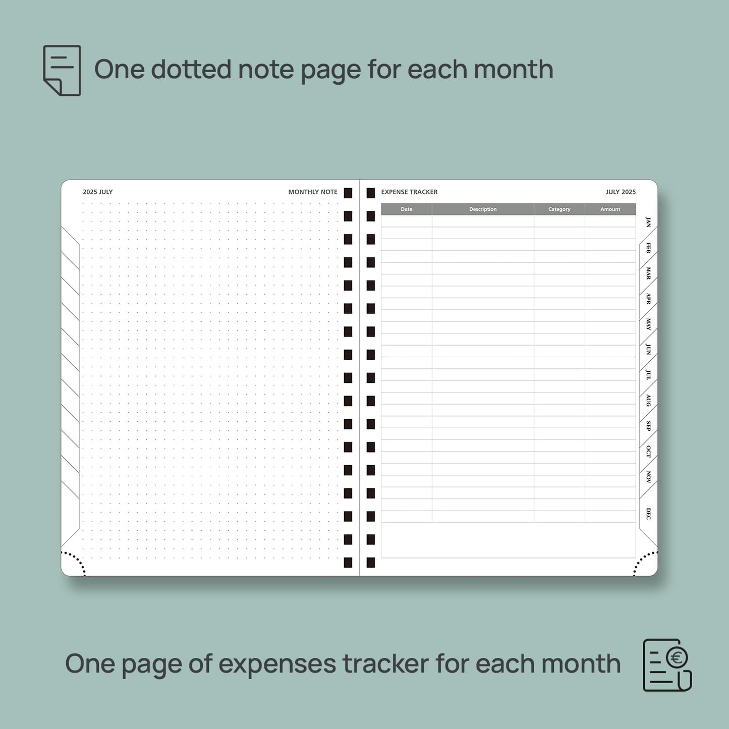 POPRUN Monthly Planner 2025-2026 Spiral Bound (6.5" x 8.5") 18 Months Calendar (Jul 2025 - Dec 2026) - 4 Pages per Month with Monthly Expense & Notes, Sunday Start, Leather Cover - Night Sky Blue