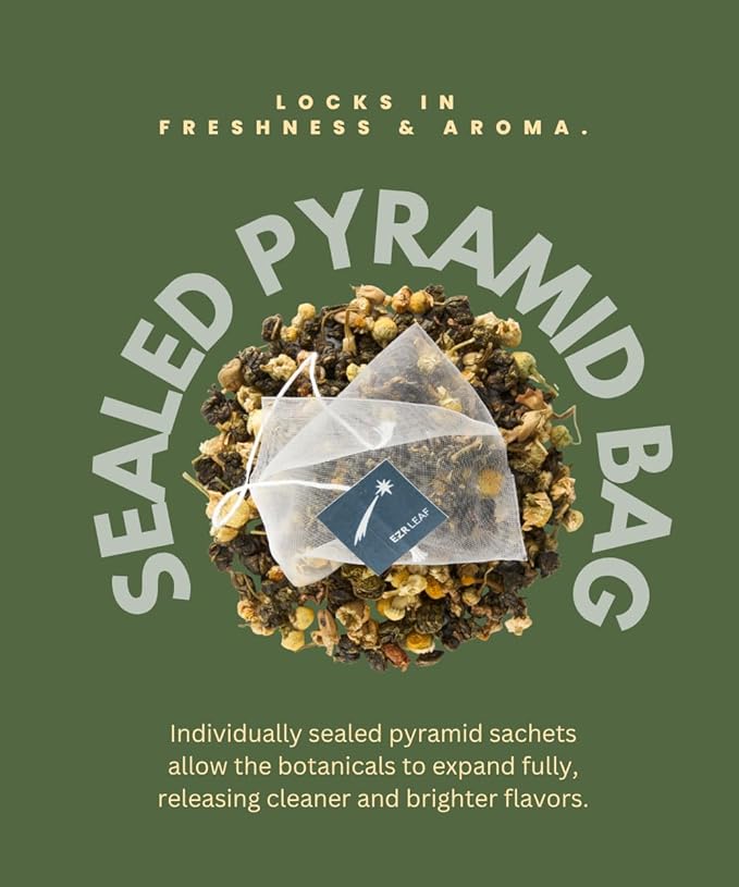 EZR Leaf Tea Sampler Gift Box – 22 Pyramid Tea Bags with Taiwan Black, Osmanthus Oolong, Chamomile Oolong, Berry Black, Four Seasons Green – Flavored Assorted Tea Set for Gifting & Tasting