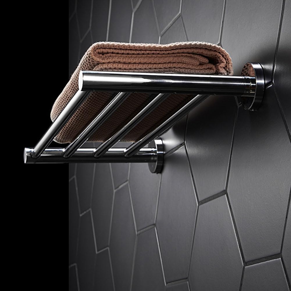 20 Inch Bathroom Towel Rack, Hotel Style Towel Racks for Bathroom Wall Mounted, Modern Towel Bar Rack, 2-Tier Towel Shelves, Polished Chrome