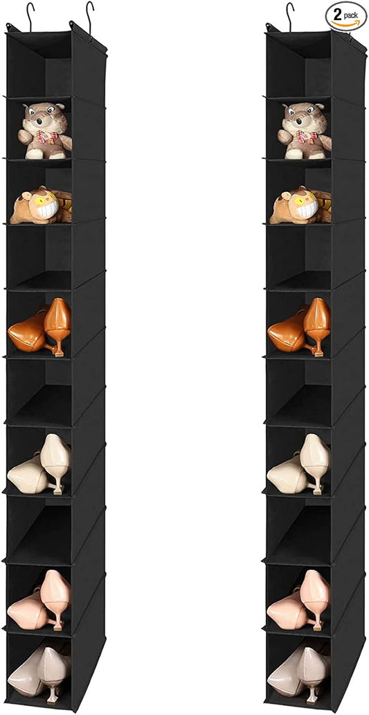 MAX Houser 10-Shelf Hanging Shoe Shelf Organizer, Hanging Shoe Storage for Closet,Pack of 2 (Black)