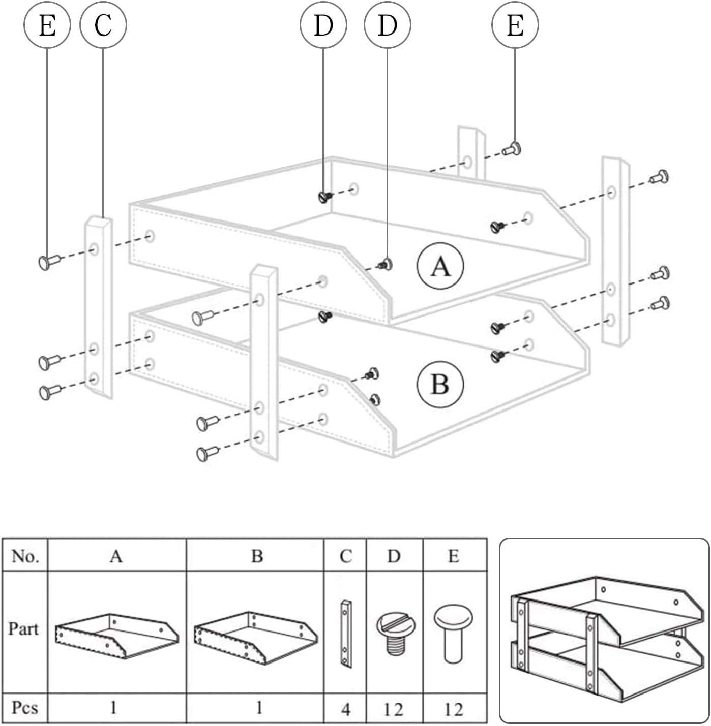 Leather Desk Organizer,2-Tier Stackable Letter Tray Holder,Office Supplies Desktop Storage Box for Document,Stationery,Magazines,Newspapers,Letters and Other Home Office Paper Sundries,Black