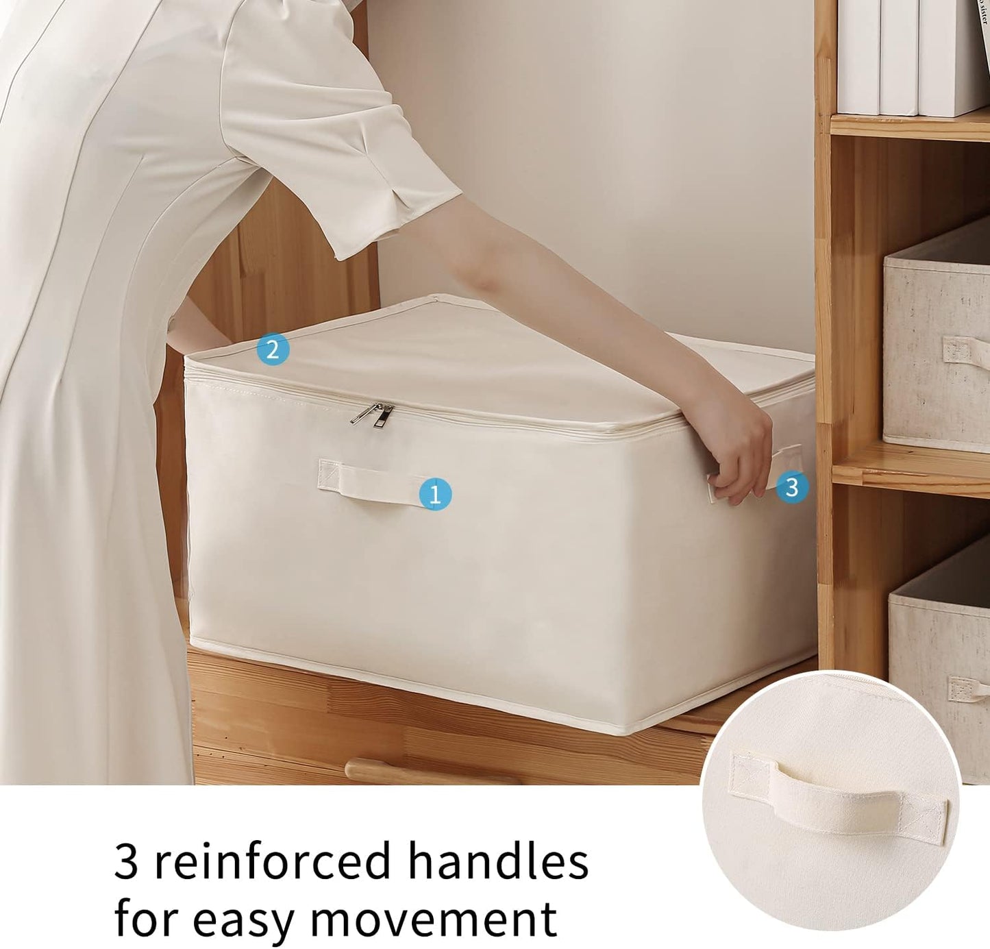 6-Pack Large Canvas Comforter Storage Bags Closet Organizer for Clothes Sweater Clothes Organizer with Dual Zipper Three Carrying Handles for Blanket Closet Storage Container