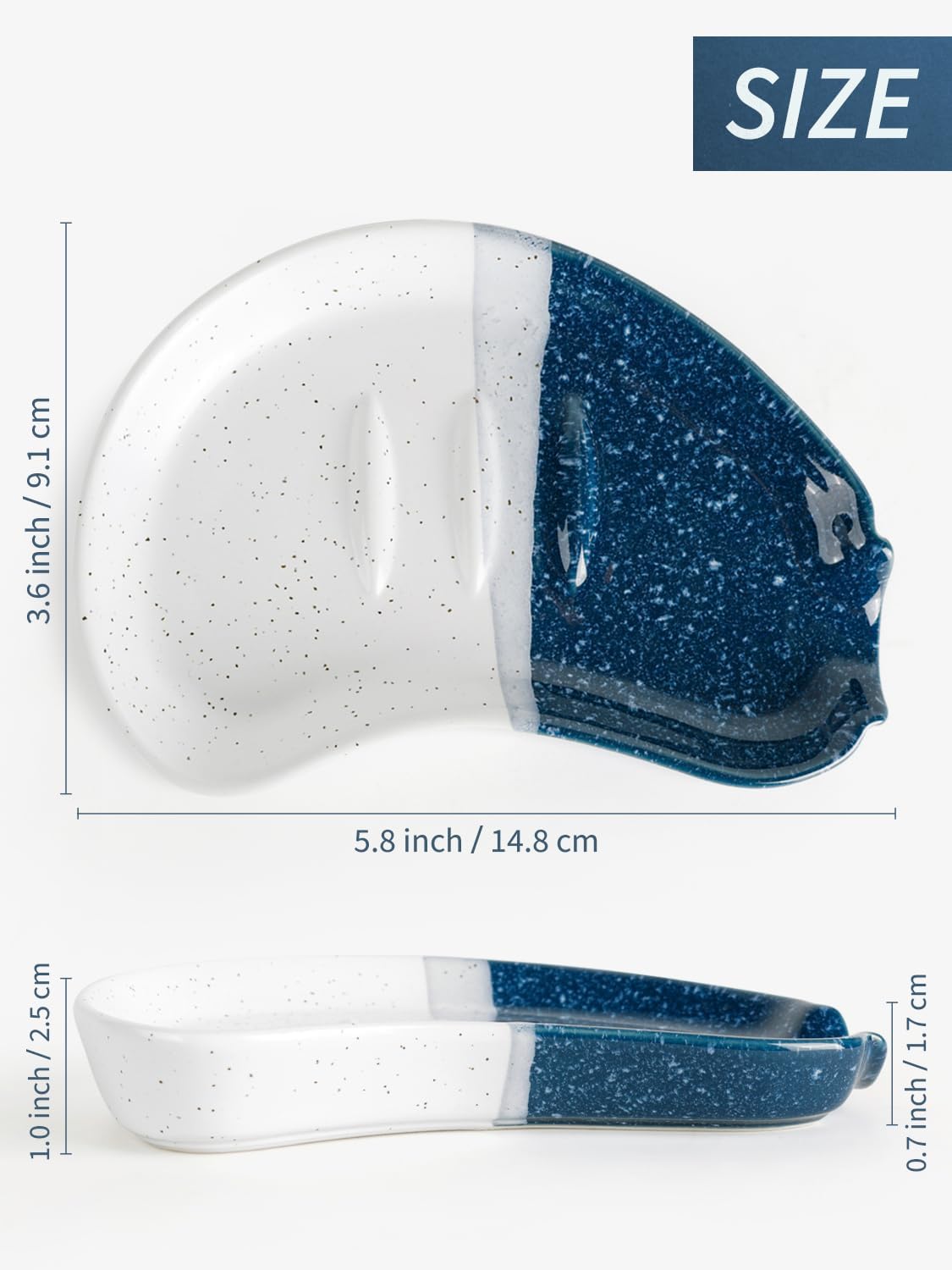 Ceramic Soap Dish – Blue & White Split-Glazed Porcelain Soap Holder with Drainage Grooves, Modern Sink or Bathroom Accessory, Stylish and Easy to Clean