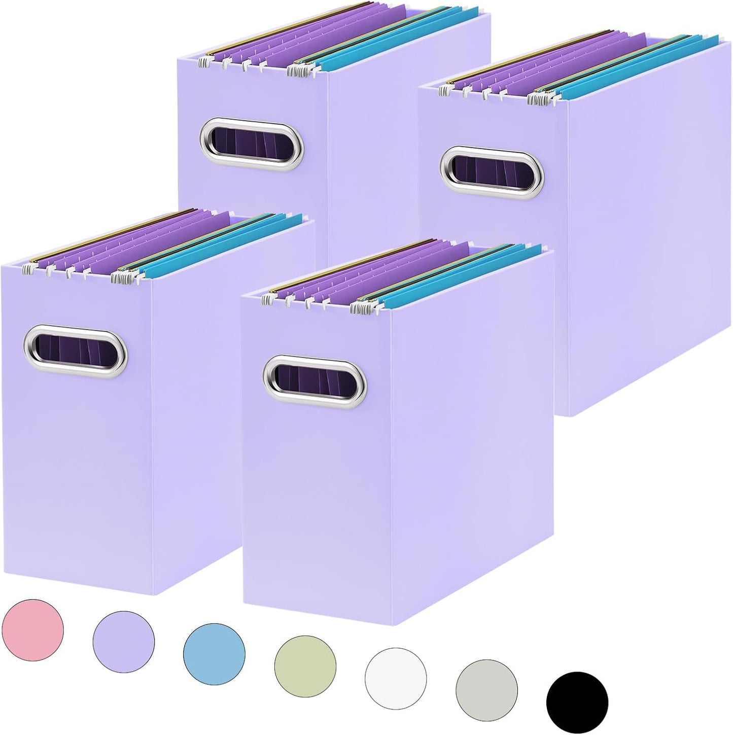 Oterri Cardboard File Organizer Box for Hanging File Folders Letter Size,File Box for Computer Desk,File Cabinet,Working Home,Office,Classroom (Purple, Letter Size - 4 Packs)