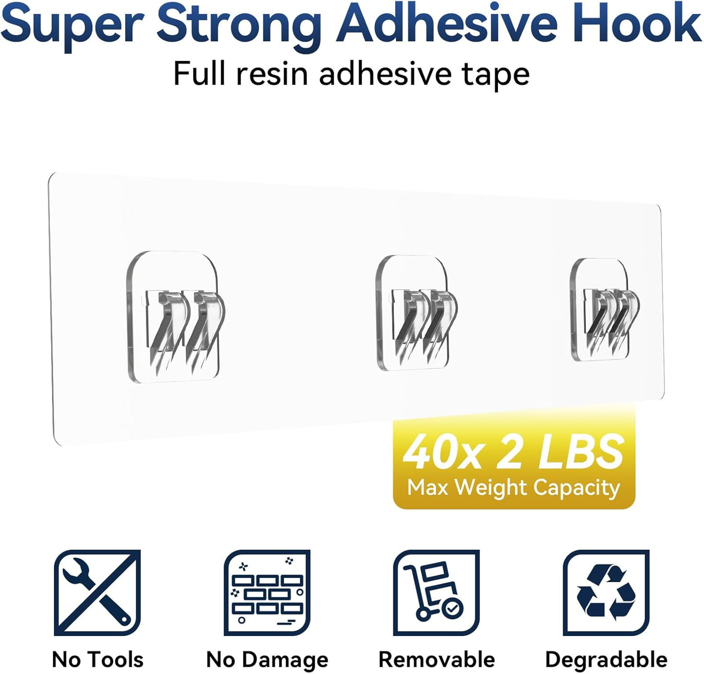 YASONIC Shower Caddy Adhesive, No Drill Bathroom Shower Organizers, with Removable Hooks, Rust Proof Shower Shelves, Wall-Mounted Shower Holder, White, 2 Pack