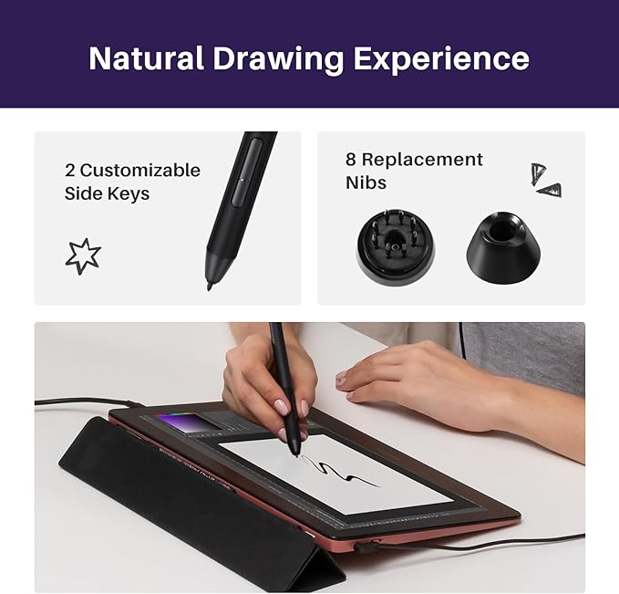 GAOMON PD1320 Pen Display Drawing Tablet, 13.3 Inch Full Laminated 120% sRGB Graphics Monitor with Tilt Support for Artists, Design, Animation - Compatible with Windows/Mac/Android