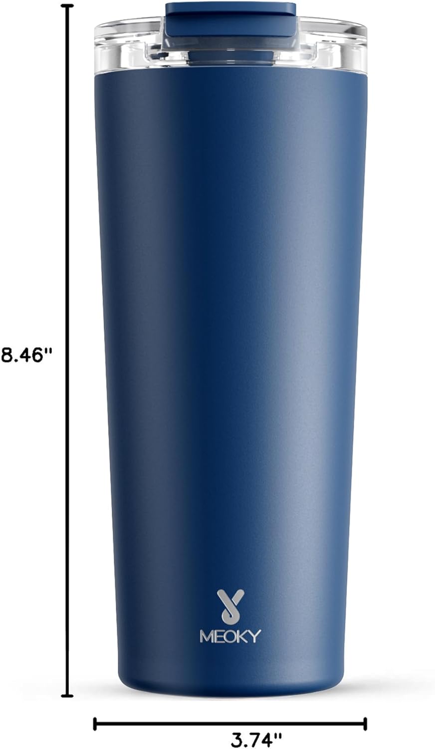 Meoky 24 oz Travel Coffee Mug with Leak-proof Lid, Stainless Steel Insulated Coffee Tumbler, Keeps Hot for 8 Hours or Cold for 24 Hours, Fits in Car Cup Holder (Sea)