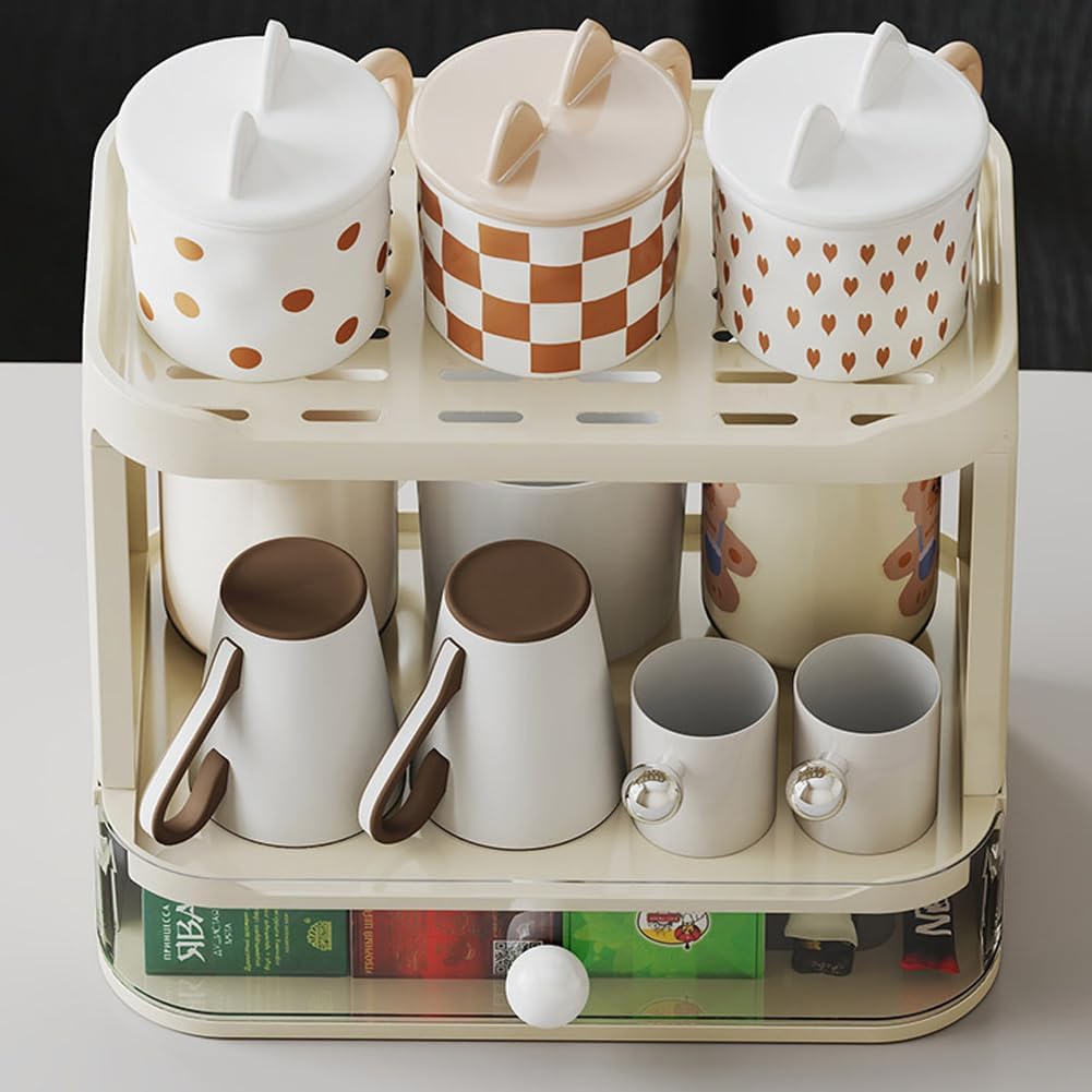 3-Tier Desk Organizers & Dispensers，Mail Holder for Office Desk Organization，Kitchen Spice Rack or Bathroom Countertop Organizer, Gift for Teachers, Classmates, and Friends (Beige)