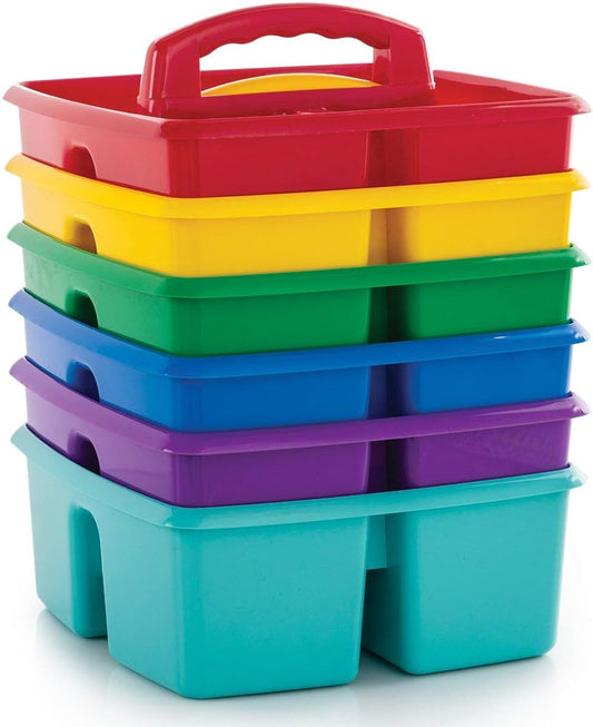 Storex Classroom Caddy, 9.25 x 9.25 x 5.25 Inches, Assorted Colors, Color Assortment Will Vary, Case of 6 (00940U06C), Small Caddy